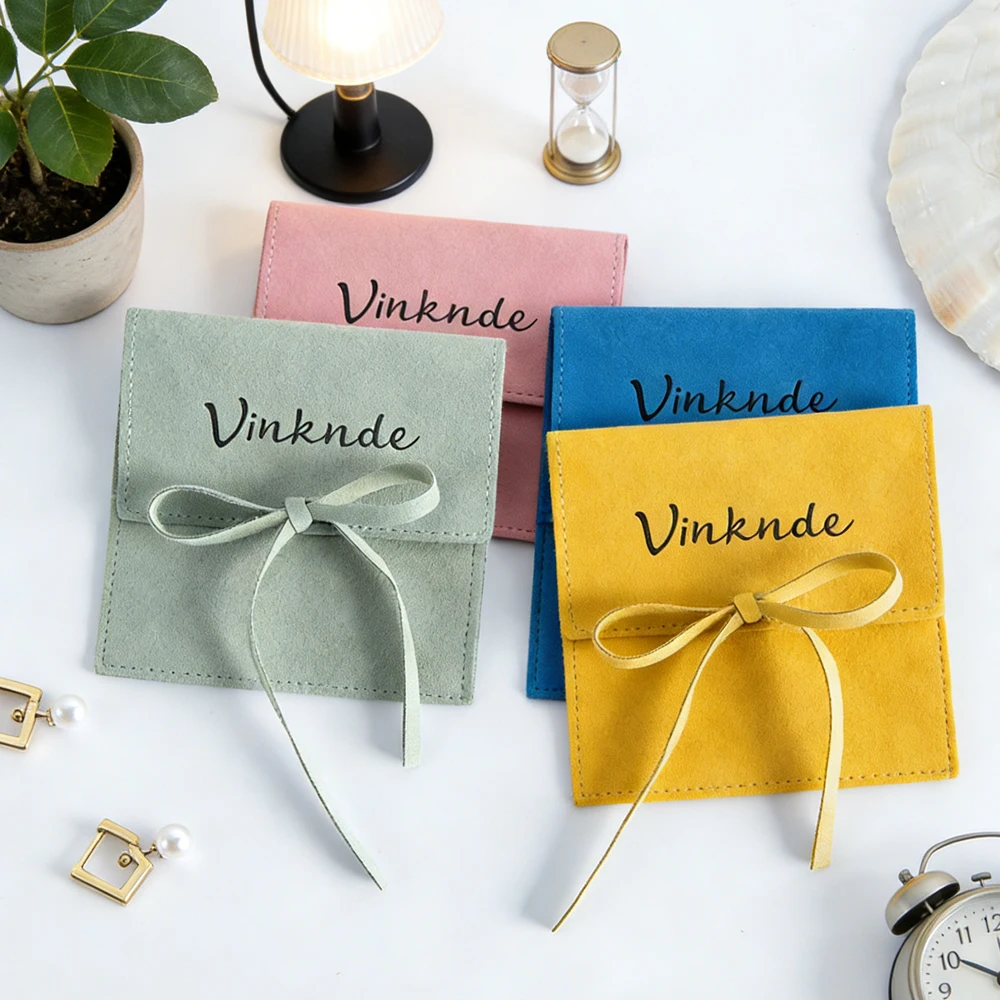 

50 шт./лот, бархатные подарочные пакеты для ювелирных изделий на заказ, мешочек из микрофибры с веревкой, косметические серьги, кольцо-гвоздик, кулон, ожерелье, мешок для пыли