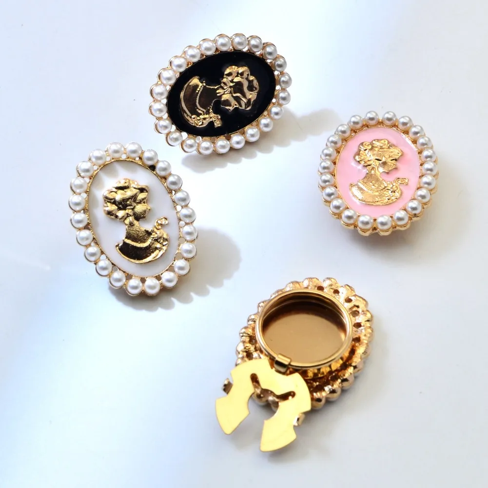 2PCS Luxulry Perle Schönheit Kopf Manschettenknöpfe für Frauen Hemd Tasten Hülse Vintage Elegante Schmuck Zubehör – Detail 1