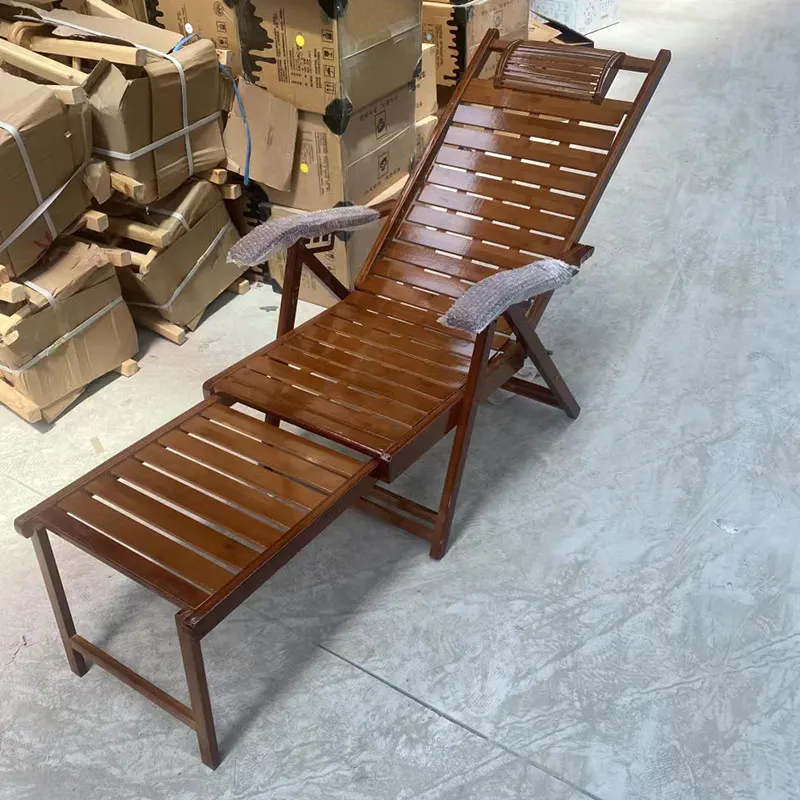 Portable Relax Stripe Teak Recliner Sun Outdoor Wood Leisure Beach Lounge Deck Chairspromote sales