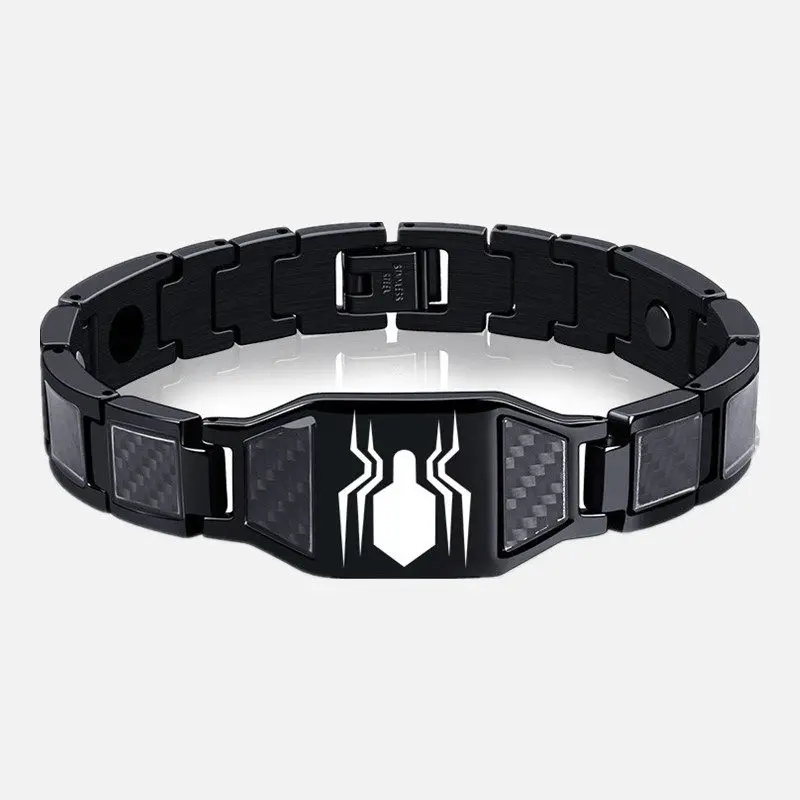 

Marvel Spider-Man Bracelet Men Titanium Steel Carbon Fiber Inlay Avengers Superhero Bangle Cosplay Game Jewelry
