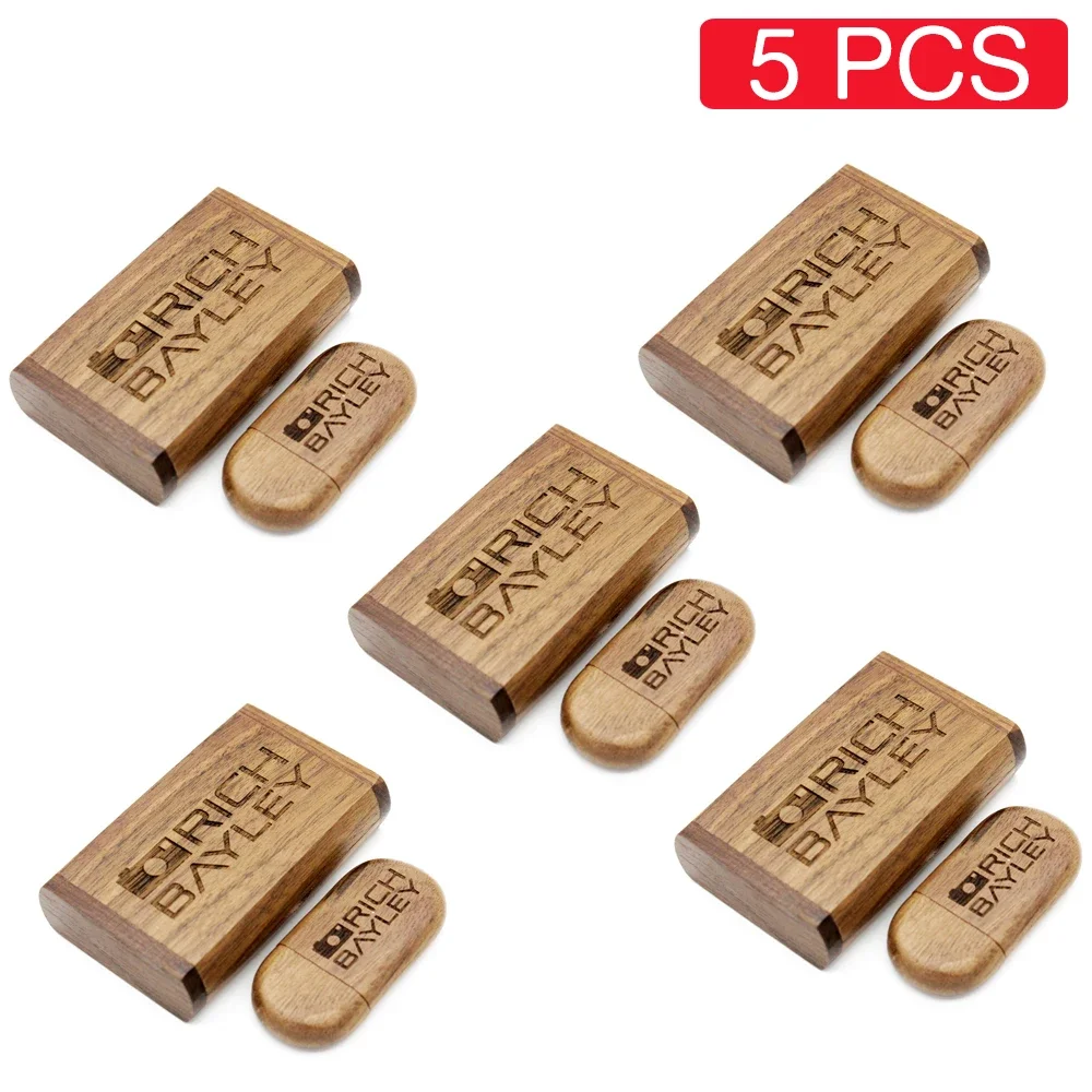 5 PCS/LOT USB 3.0 High speed USB Flash Drive wooden Box Free Personal Custom Logo Pen drive 8GB 16GB 32GB 64GB Pendrive U disk