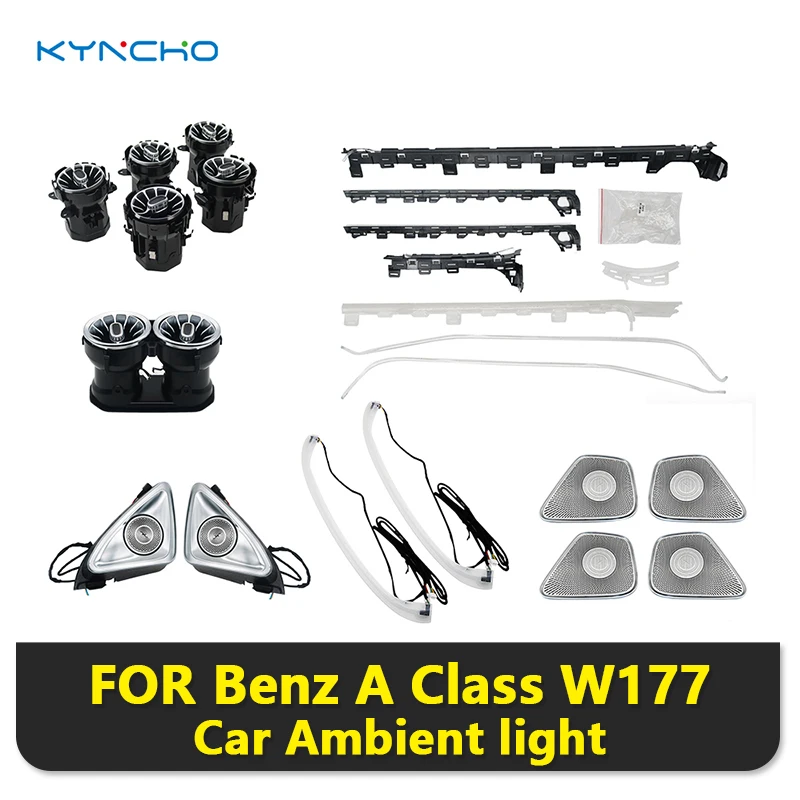 LED Car Ambient Light Kit for BENZ A CLASS W177 2018 2025 64 Colors RGB Bluetooth App Control Symphony Auto Interior Lighting