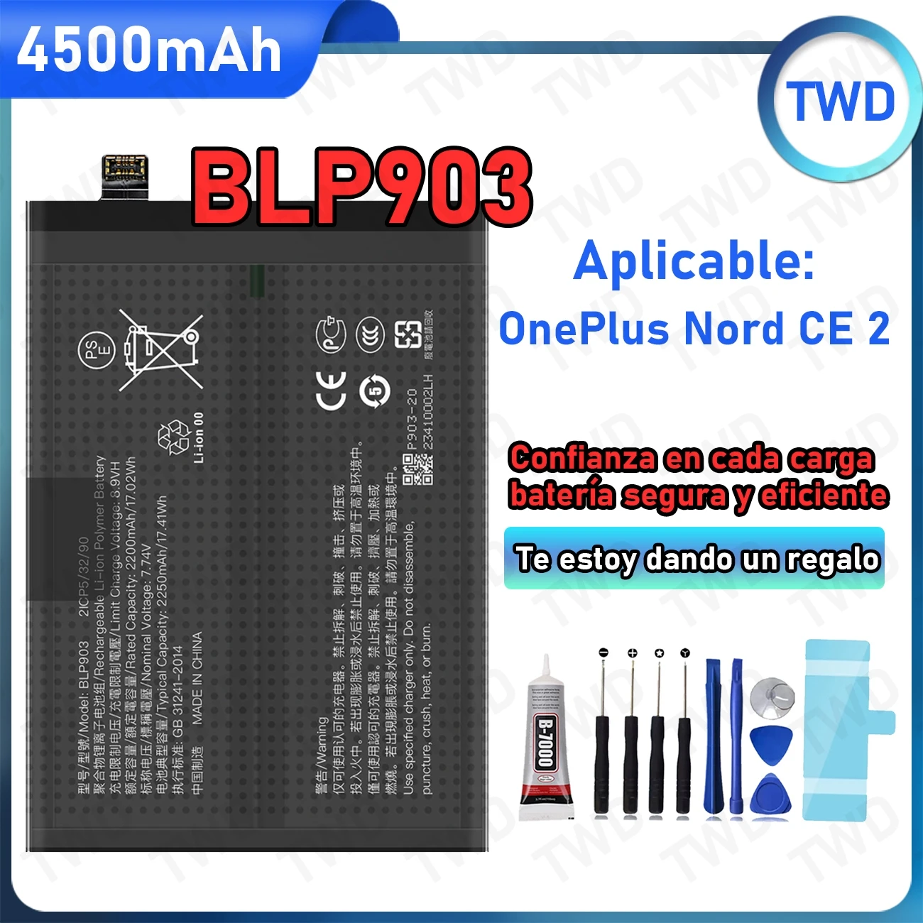 

BLP903 Large capacity 4500mAh Battery For OPPO Oneplus Nord CE 2 Batteries New High Quanlity+Free Tools