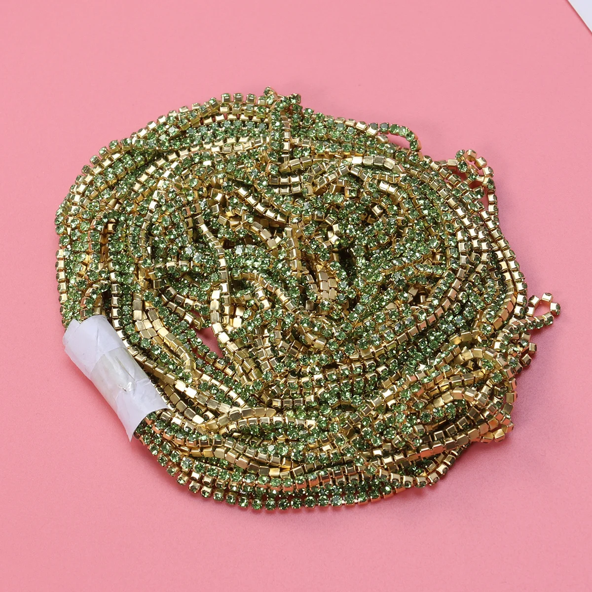 10M Crystal Rhinestone Chain Trim 2Mm Green Sparkly Glass Diy Jewelry Craft Wedding Dress Shoe Hat Sewing Rhinestone Chain For
