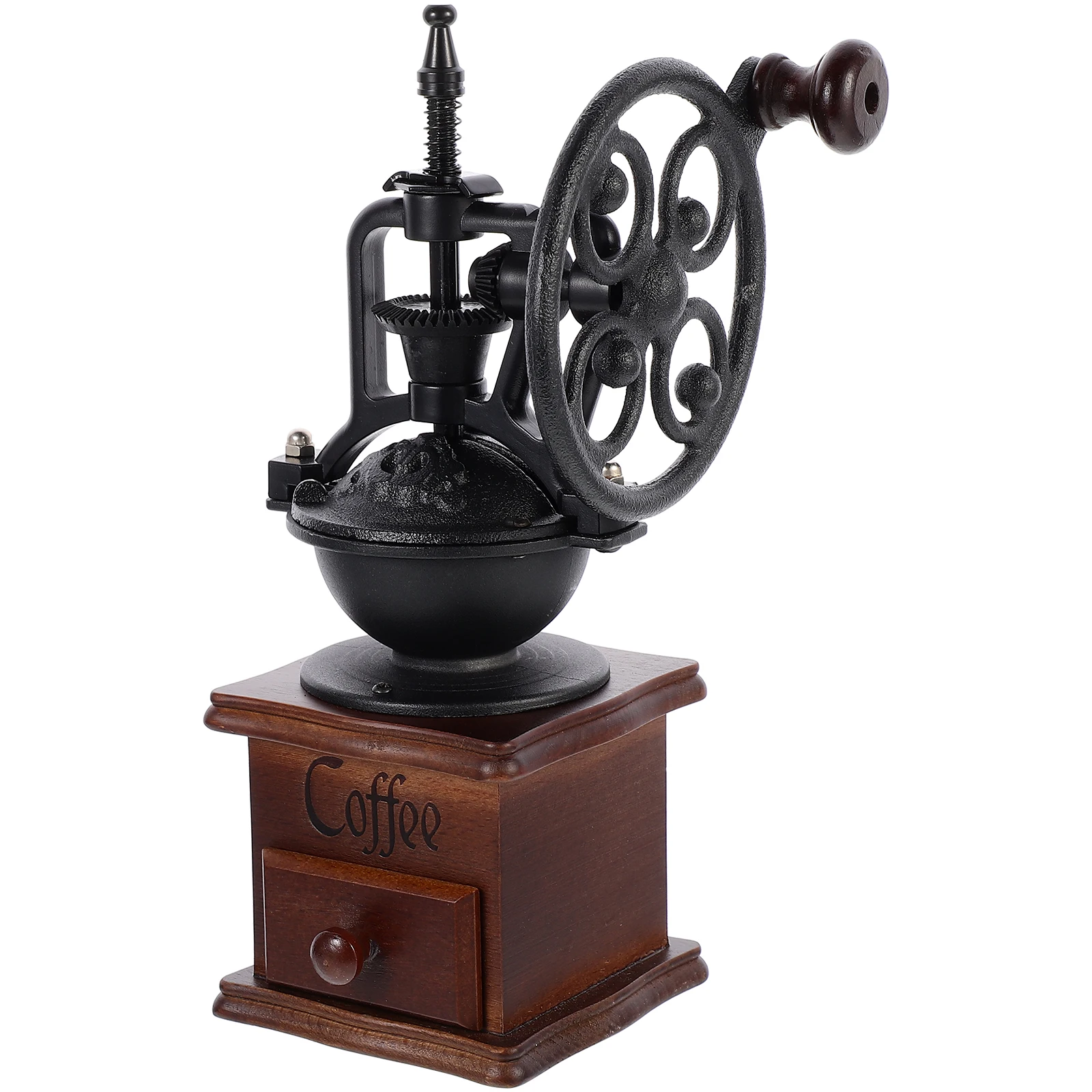 

1pc Hand Crank Coffee Grinder Manual Travel Mill Portable Vintage Bean Grinders Home Brewer Wooden Iron Compact Size