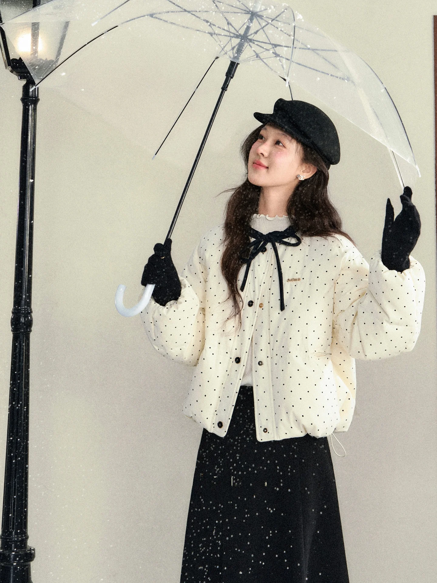 

Женская зимняя утепленная куртка-пуховик Galaxy Love Song 90 Du в горошек, теплая, для повседневной носки, стандартный крой