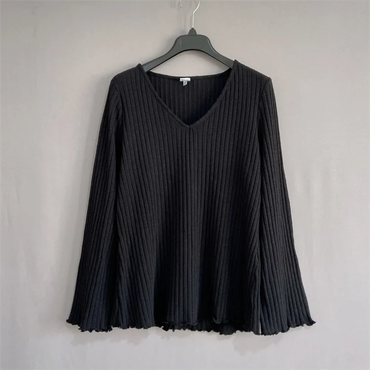 

V-Ne Knit Sweater Women's Autumn Winter Large Size Base irt Warm Cotton Blend Long Sve Regular Fit Color