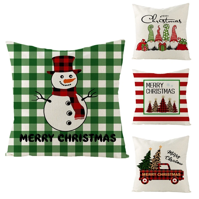 Christmas Pillow Cover 18 18 Inch Xmas Gnome Snowman Pillow Covers Holiday Rustic Throw Pillowcase for Sofa Couch Christmas