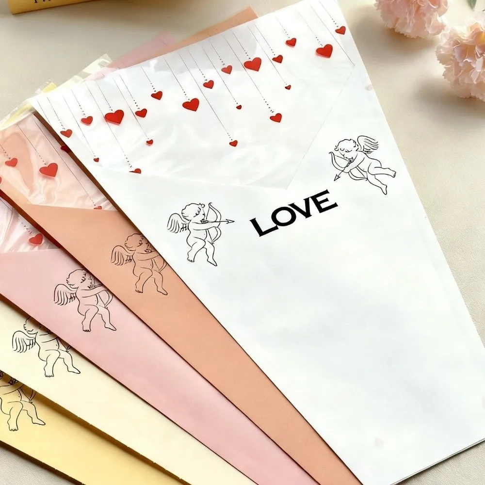 

10 Pieces Transparent Flower Packaging Bags Romantic Colorful Hug Bucket Bouquet Waterproof OPP Bag Rose Gift Bags
