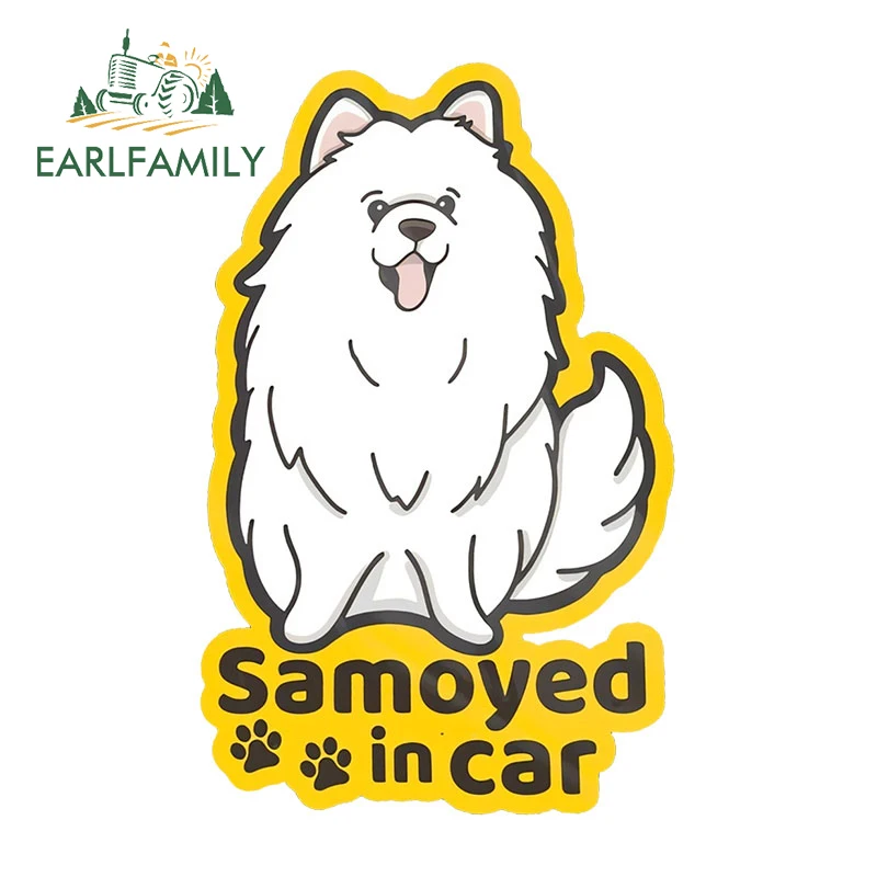 EARLFAMILY 13cm X 8.2cm for Samoye in Car Car Stickers Sunscreen Vinyl Decals Occlusion Scratch Surfboard Helmet Decor Cute