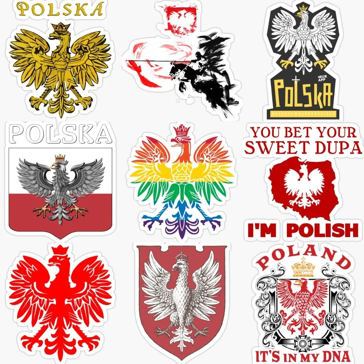 

PL Poland Flag National Emblem Eagle Stickers for Decorate Car Window Truck Laptop Off-road Table Wall Camper Decal Accessories