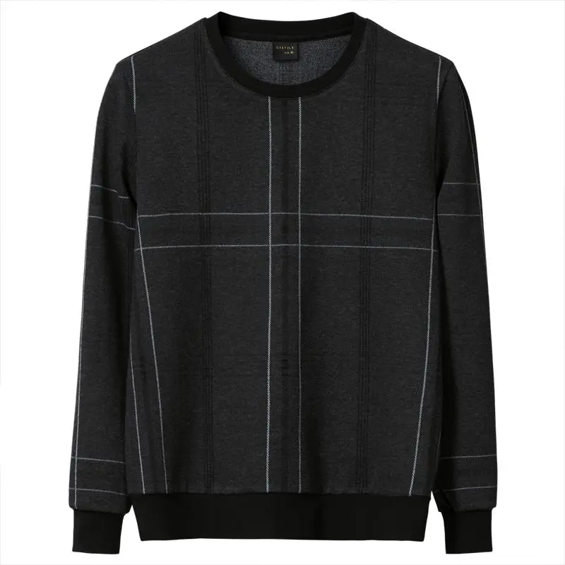 Men\'s Spring Autumn Striped Business Hoodies Sweatshirts Long Sleeve Loose Plus Size Pullovers Top Casual Fashion Men Clothing