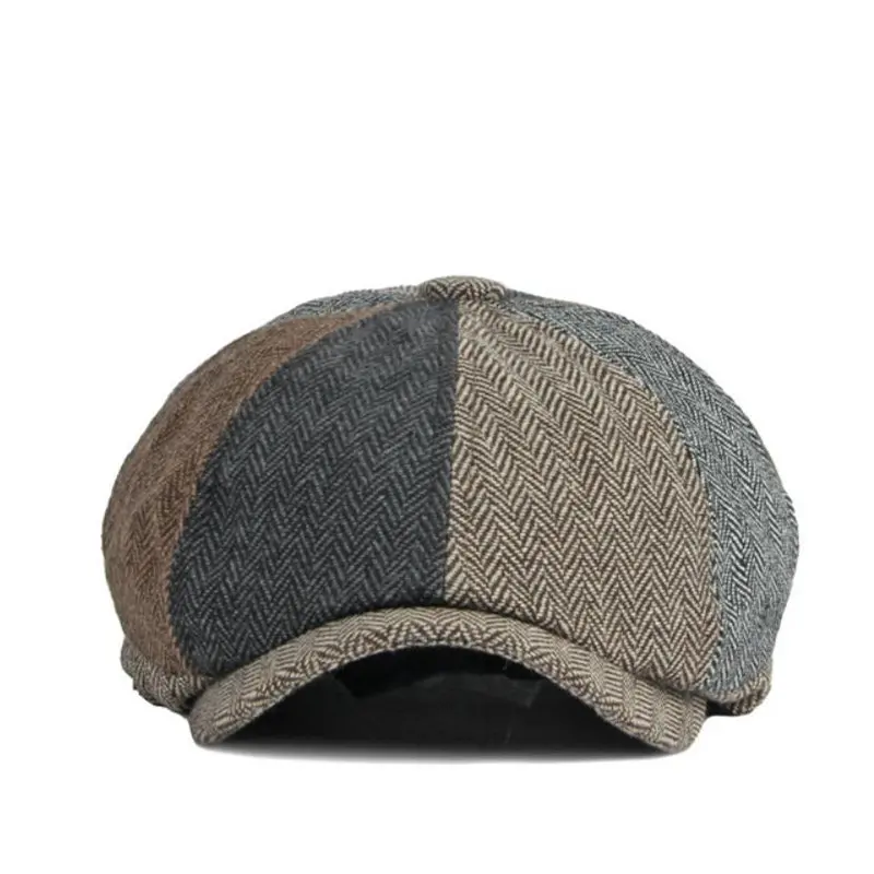 Spring Cotton Patchwork Newsboy Caps Flat Peaked Cap Men and Women Painter Beret Hats 121