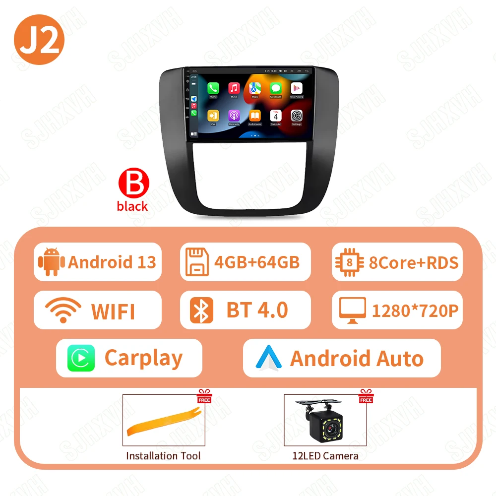 Android 16 autoradio voor GMC Yukon Chevrolet Tahoe Suburban 2008-2012 Carplay multimediaspeler navigatie stereo Wifi+4G
