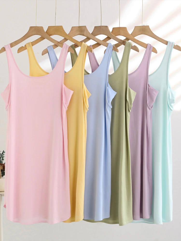 

Summer 2025 Women's Casual round Ne Vest Dr Large Size Svel Loose Pure Color Spwear Comfortable Home Clothes