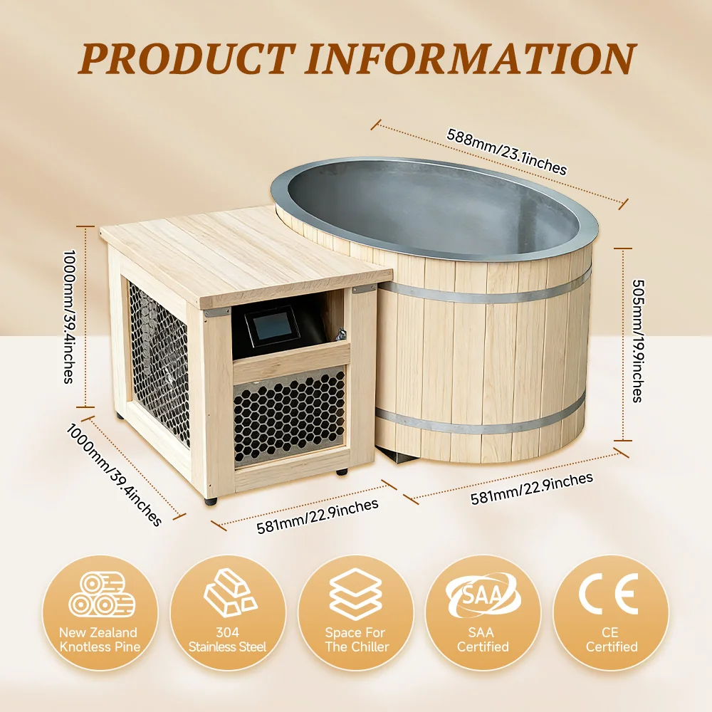 Commercial Cold Plunge Ice Bath Tub with Chiller & Filter, Insulated Cold Water Therapy Tub for Hotel Gym Fitness Recovery
