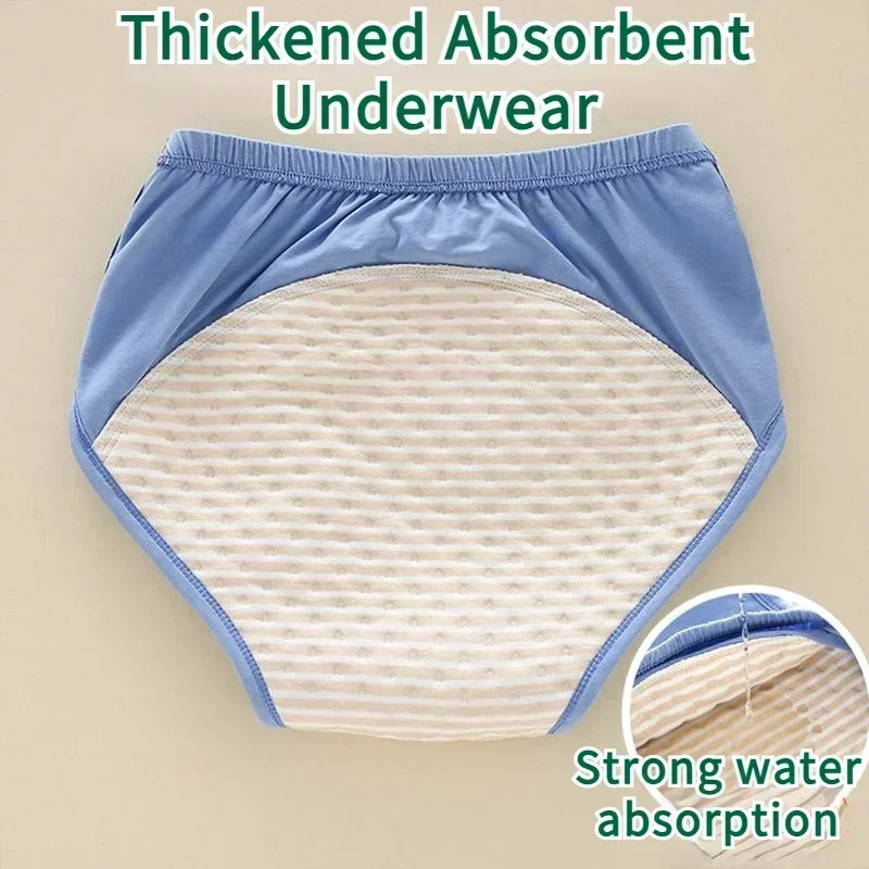 Washable Incontinence Underwear Adult Elderly Diapers Absorb Thickened Briefs Anti-Leakage Urine Menstrual Pregnant Woman Cotton