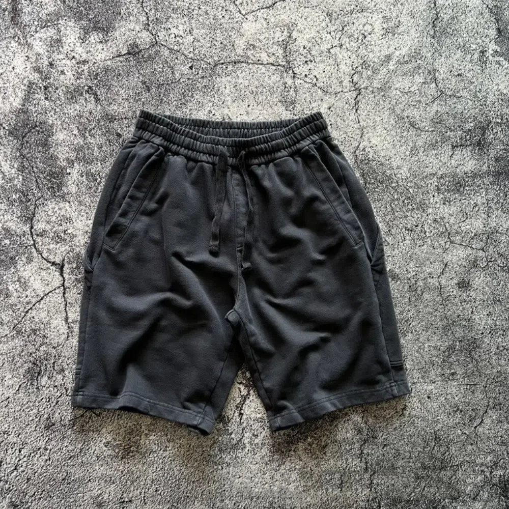 Новые летние американские ретро сверхмощные грязные и выдержанные тяжелые брюки со свободной завязкой и эластичной резинкой на талии пятидюймовые брюки