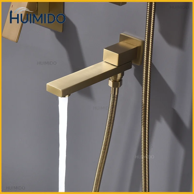 Brass Shower Bath Spout Bathroom Brushed Gold In-Wall Shower Head Conversion Spout Two-Function Swing Spout White Black