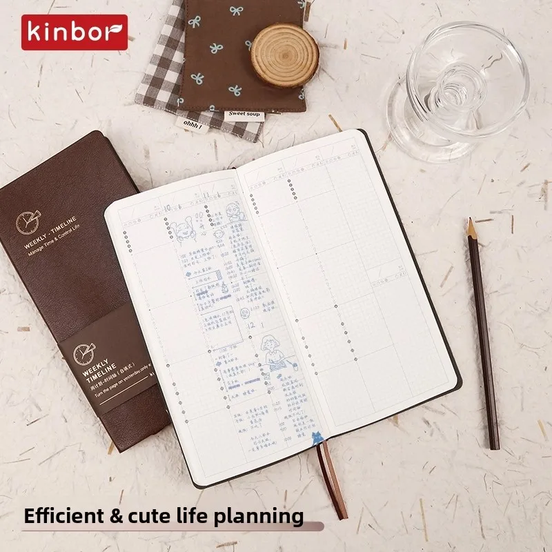 دفتر ملاحظات ناعم للجيب من Kinbor Weeks Plan، مخطط يومي أسبوعي، صفحتين في أسبوع، تسجيل الحياة، منظم وقت المجلات