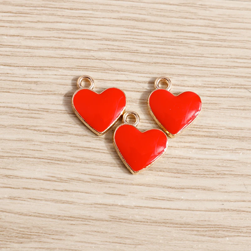 Tusember 10 Stück gemischte niedliche Emaille-Liebesherz-Anhänger für die Schmuckherstellung, Ohrringe, Halsketten, DIY, handgefertigte Bastelbedarf – Detail 10