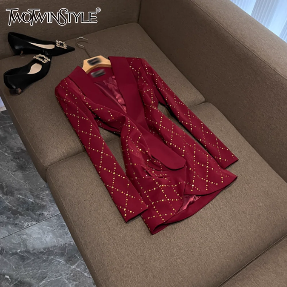 

TWOTWINSTYLE Sexy Slimming Mini Party Dresses For Women V Neck Long Sleeve High Waist Elegant Dress Female Fashion New KDR545681