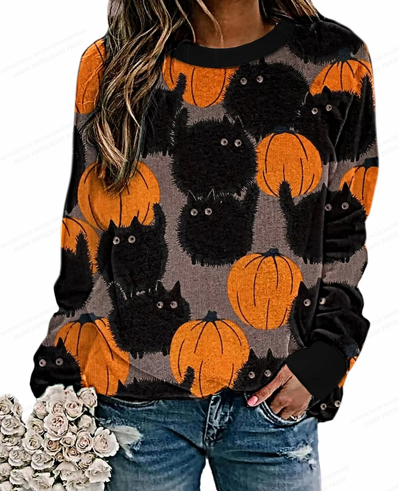 

Funny Halloween Hoodie Women Fashion Hoodies Sweatshirt O-neck Hoodie Pumpkin Pullover Autumn Sweats Girl Coats Women's Clothing