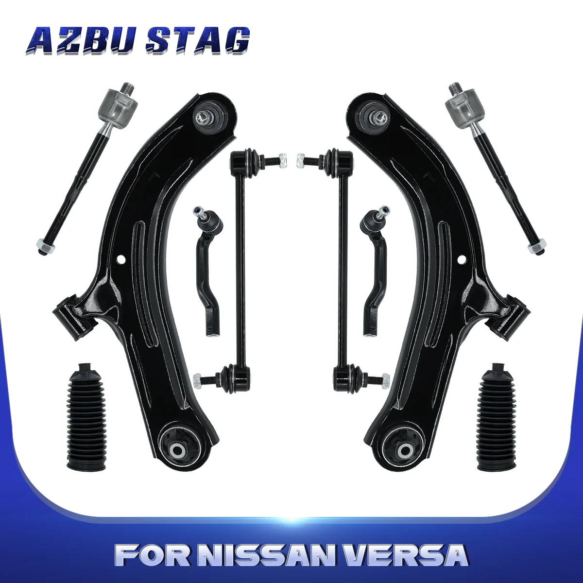 AzbuStag 10Pcs Front Lower Control Arm Sway Bar Link Suspension Kit for NISSAN VERSA CUBE 2007 2008 2009 2010- 2014 546181FE0A