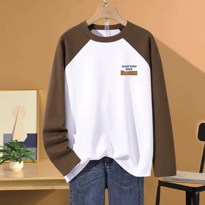 Women Clothing O-neck T-shirt Chic Vintage Cartoon Printed Tops Autumn Chic Long Sleeve Pure Cotton Simple All-match Pullovers