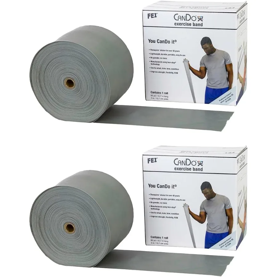 

Twin-Pak Exercise Band Silver 100 Yard Fitness Resistance Band for Strength Training Durable Elastic Material Compact Portable