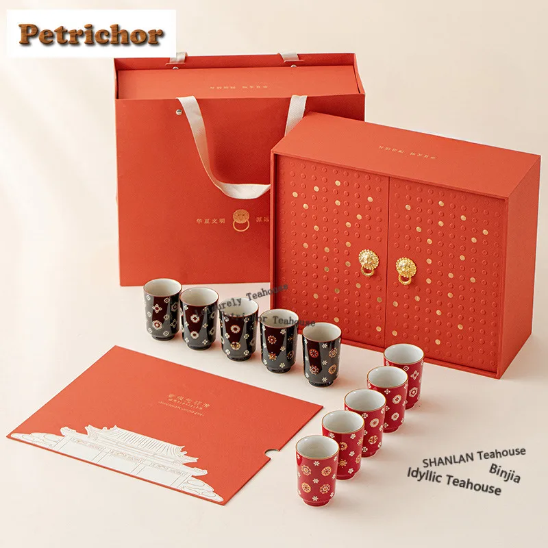 Tang Song Yuan Ming Qing Straight Body Pattern Tea Set Complete Set Elegant Tea Ceremony Set And Tea Cup Set Cafes Craft Gift