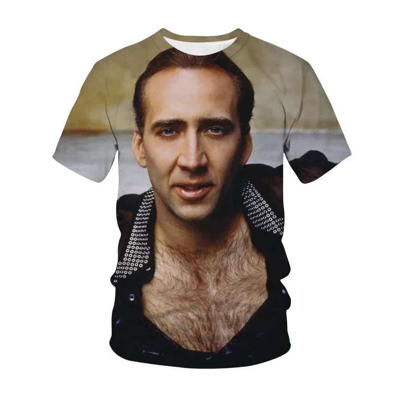 Funny 3D Humor Fun Printing T-Shirt Nicolas Cage Face Graphic T Shirt for Men Womens Clothing Fashion Cool Kids Tops Tee Shirts