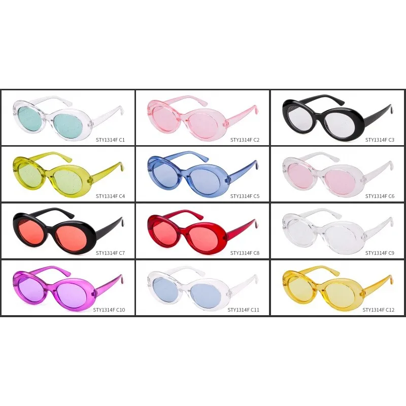 STORY Vintage Retro Purple Oval Sunglasses Women 2018 Sunmmer Glitter Candy Color Transparent Frame Cat Eye Sun Glasses