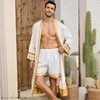 Ensemble pyjama long pour homme, peignoir style baroque, short kimono, vêtements de nuit printemps-été, vêtements d'intérieur en satin