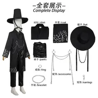 Kids Cosplay Suit KPop Demon Hunters Saja Boys Cospplay Costume Jinu Saja Robe Baby Black Uniform Stage Performance Halloween