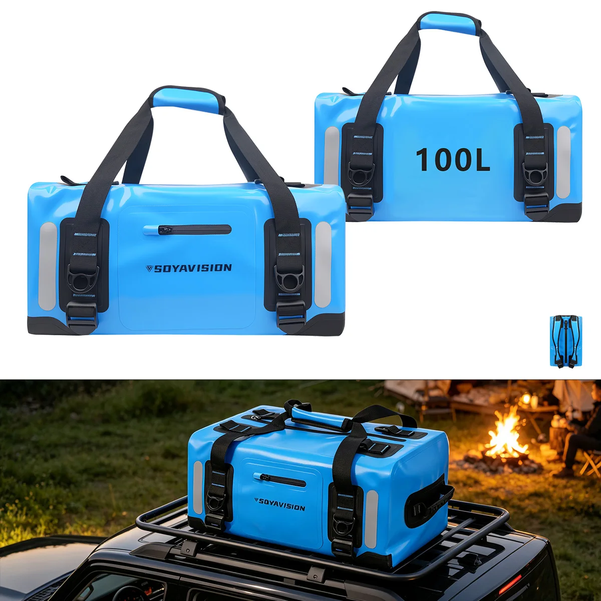 Motorcycle Dry Duffel Bag 50L 100L PVC Luggage Storage Bag Backpack Beach Rafting Travel Camping Hiking Swimming Kayaking Bag