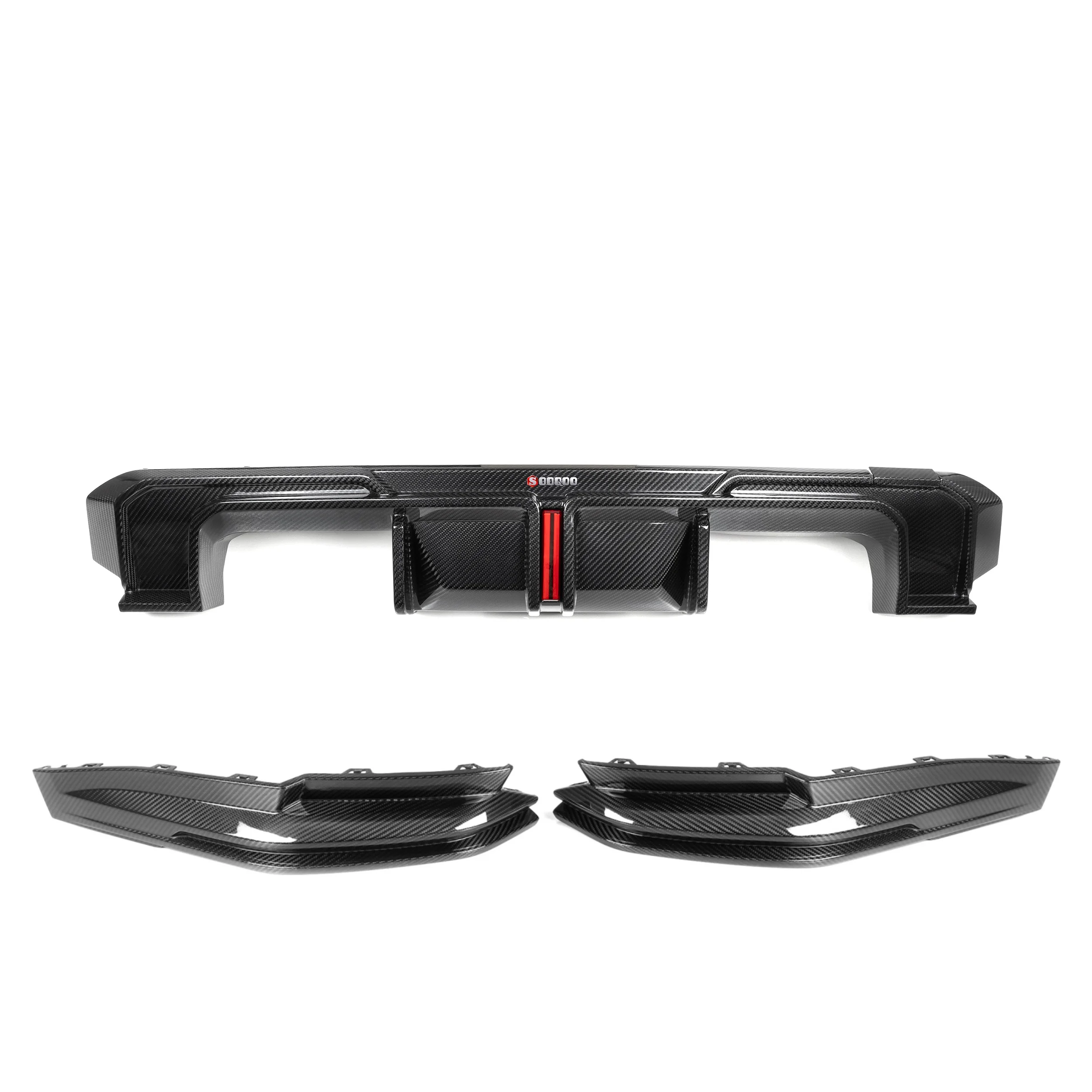 

3PCS 100% Dry Carbon Fiber Rear Diffuser With Led Light for BMW G80 G81 M3 2021+ SQ Style Rear Bumper Diffuser With Splitter