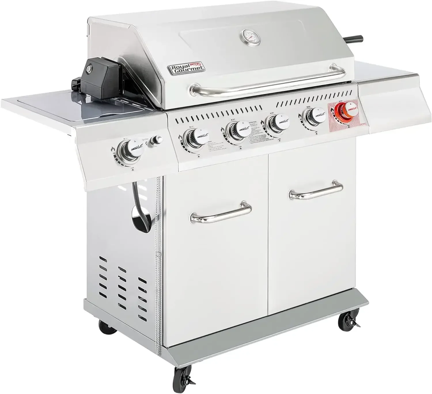 5-Burner Propane Gas Grill with Side Burner, Stainless Steel Barbeque Grills, Silver, GA5404S