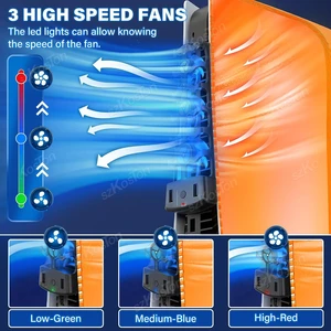 مروحة تبريد RGB لنظام التبريد الفعال لجهاز PS5 مراوح تبريد صامتة 3 سرعات لملحقات جهاز PS5 قرص وإصدار رقمي 6 مبرد مبرد مبيعات رئيسي لجهاز PS3 - No4
