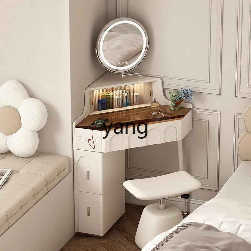 LH corner dresser bedroom household triangular makeup table with makeup mirror bedside table integrated