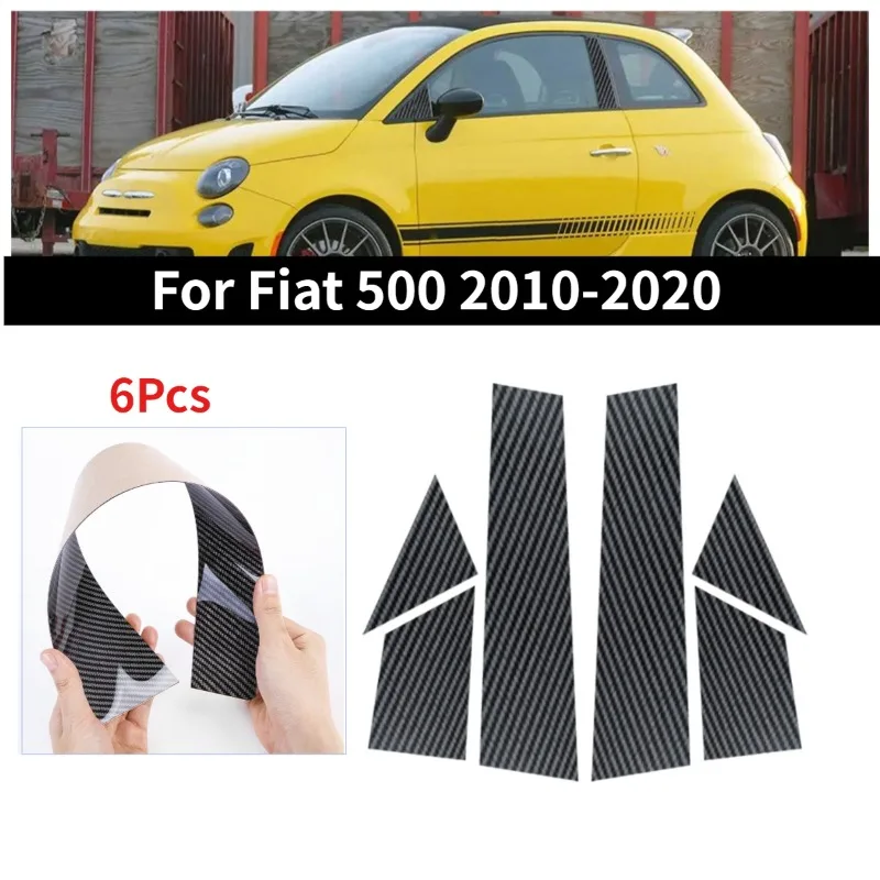 

Car Window Trim Pillar Posts Cover Decal Stickers For Fiat 500 2010 2011 2012 2013 2014-2020 Carbon Fiber Black Decoration Parts