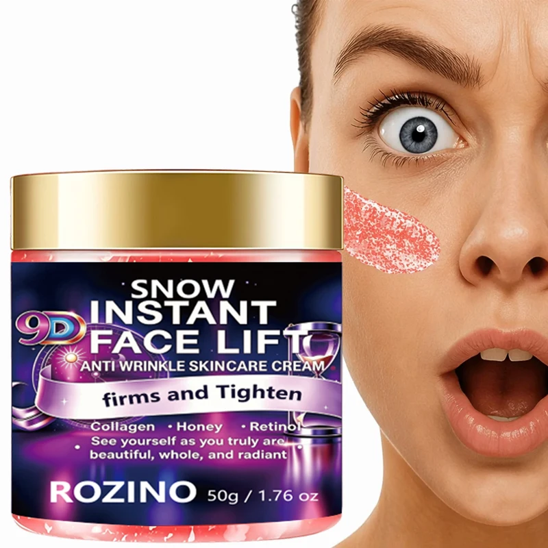 Rozino 9D Instant Facial Lifting and Firming Cream, Red Cream - Safe Ingredients Include Collagen and Retinol, Making Your Skin 10 Times More Firm! Makes Your Skin Look Younger, Moisturizes Your Skin, Gentle on All Skin Types, Perfect for Gifting
