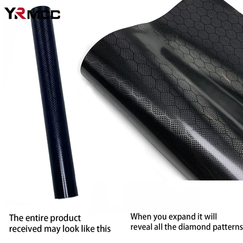 Imagen 2 del producto Pegatinas de fibra de carbono para motocicleta, envoltura de vinilo impermeable negra, vinilo adhesivo de carbono forjado con diamantes para casco, pegatina para motocicleta
