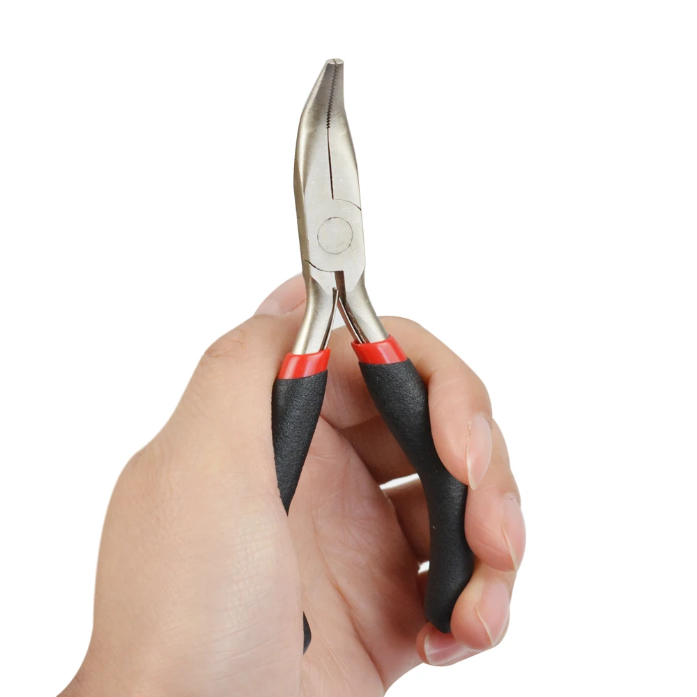 1 Piece Hair Extensions Pliers with Black Handle Hair Extensions Tool for Micro Rings Beads & Feather Hair Extension