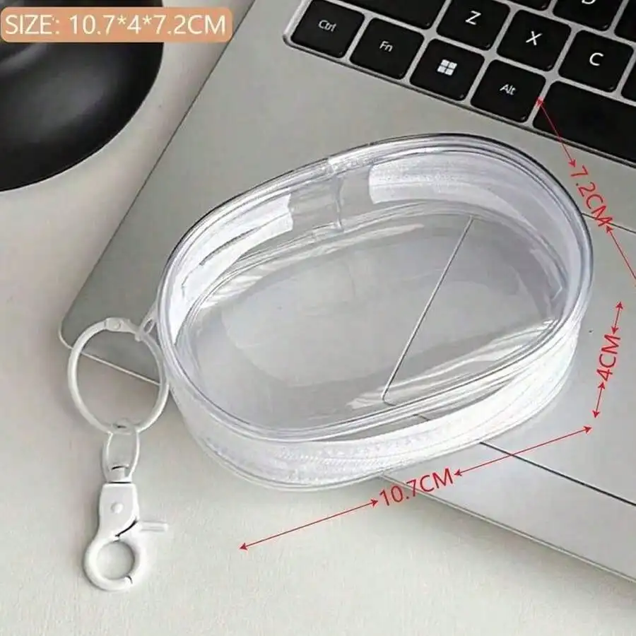 

1 Transparent Multi-Purpose Data Cable Storage Bag With Hook Design, Portable Storage For Headphones When Traveling