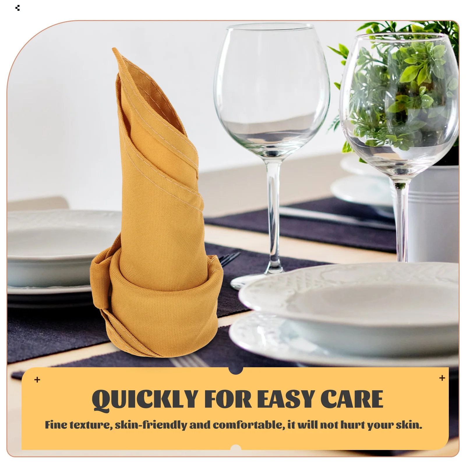 

10pcs Golden Polyester Cloth Napkins Reusable Washable Table Linen Wedding Banquet Decor Fine Texture Quick Dry