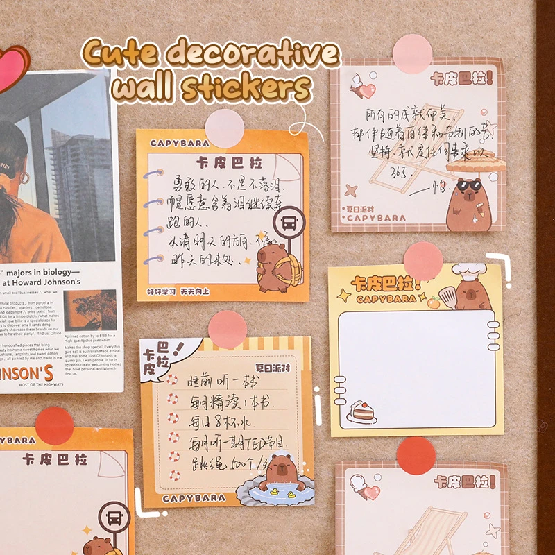 50 Sheets Cute Cartoon Capybara Sticky Note Self-adhesive Message Book Notebook Students Stationery School Supplies Gifts