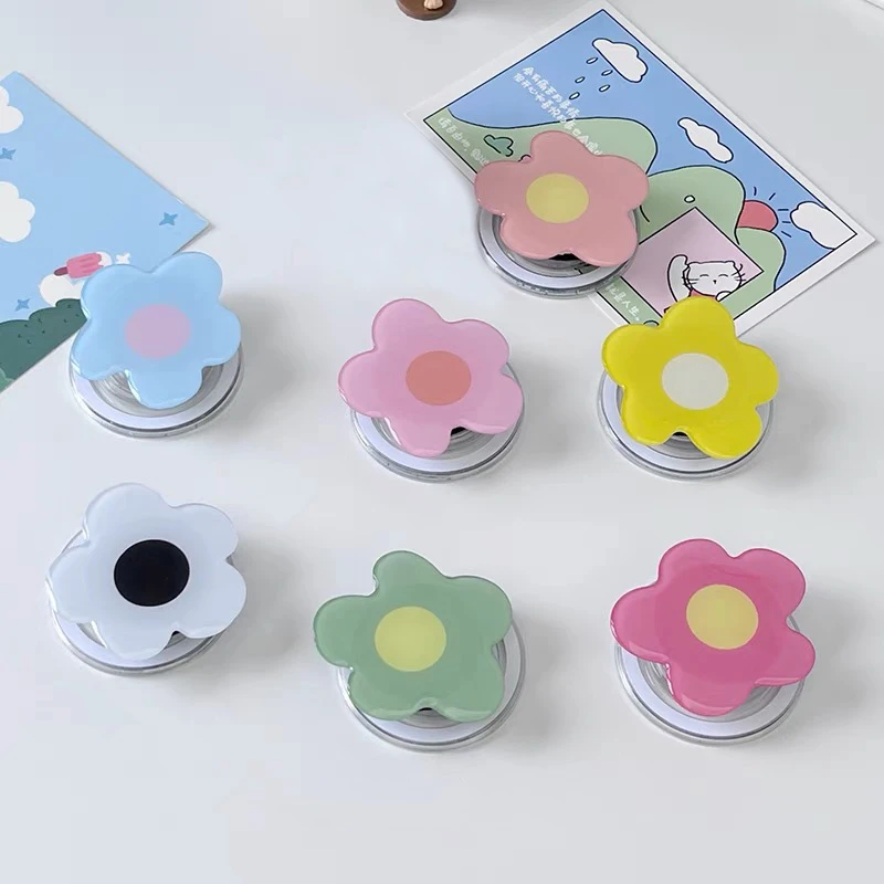 Soporte magnético coreano con forma de flor acrílica para teléfono Magsafe Grip Tok, soporte para anillo de dedo, Macsafe Smart Tok para iPhone 17 y Samsung