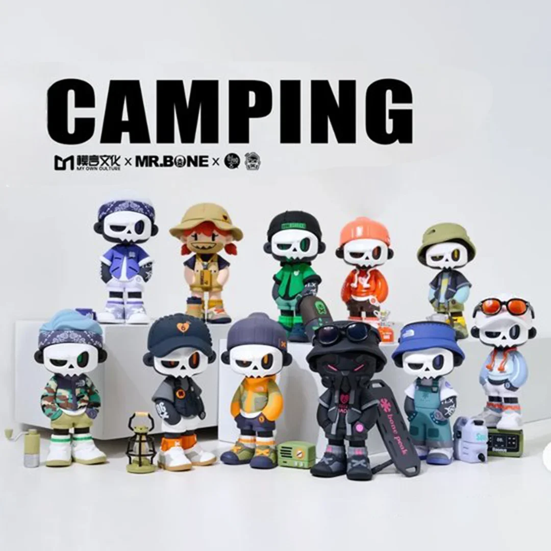 Mr.Bone Fourth Generation Camping Series Blind Box Action Figure Handmade Toy Trendy Play Doll Desktop Decoration Figurine