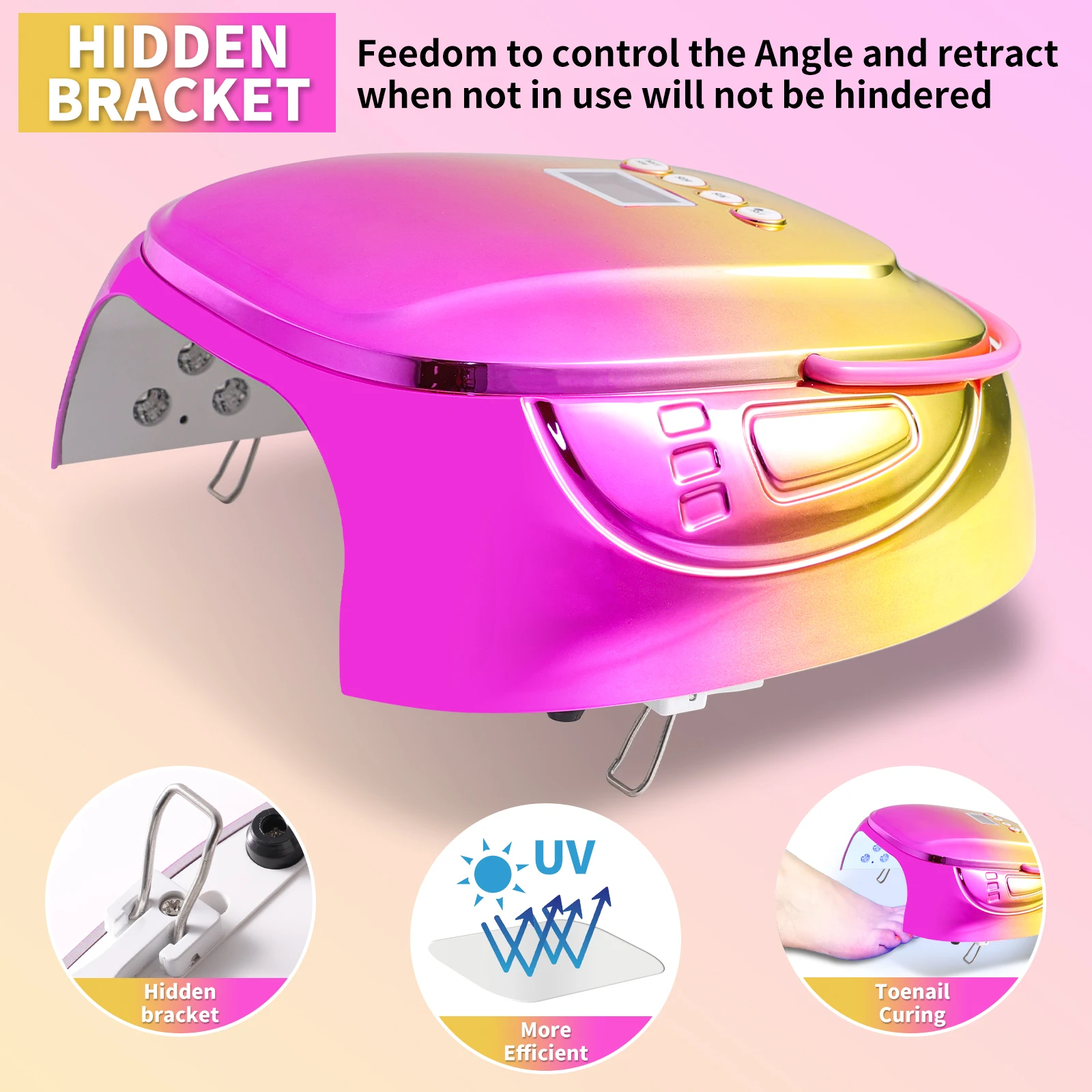 หลอดไฟยูวี LED 45 ดวง สำหรับอบเล็บเจล พร้อมเซ็นเซอร์ตรวจจับความเคลื่อนไหว สำหรับร้านทำเล็บมืออาชีพ